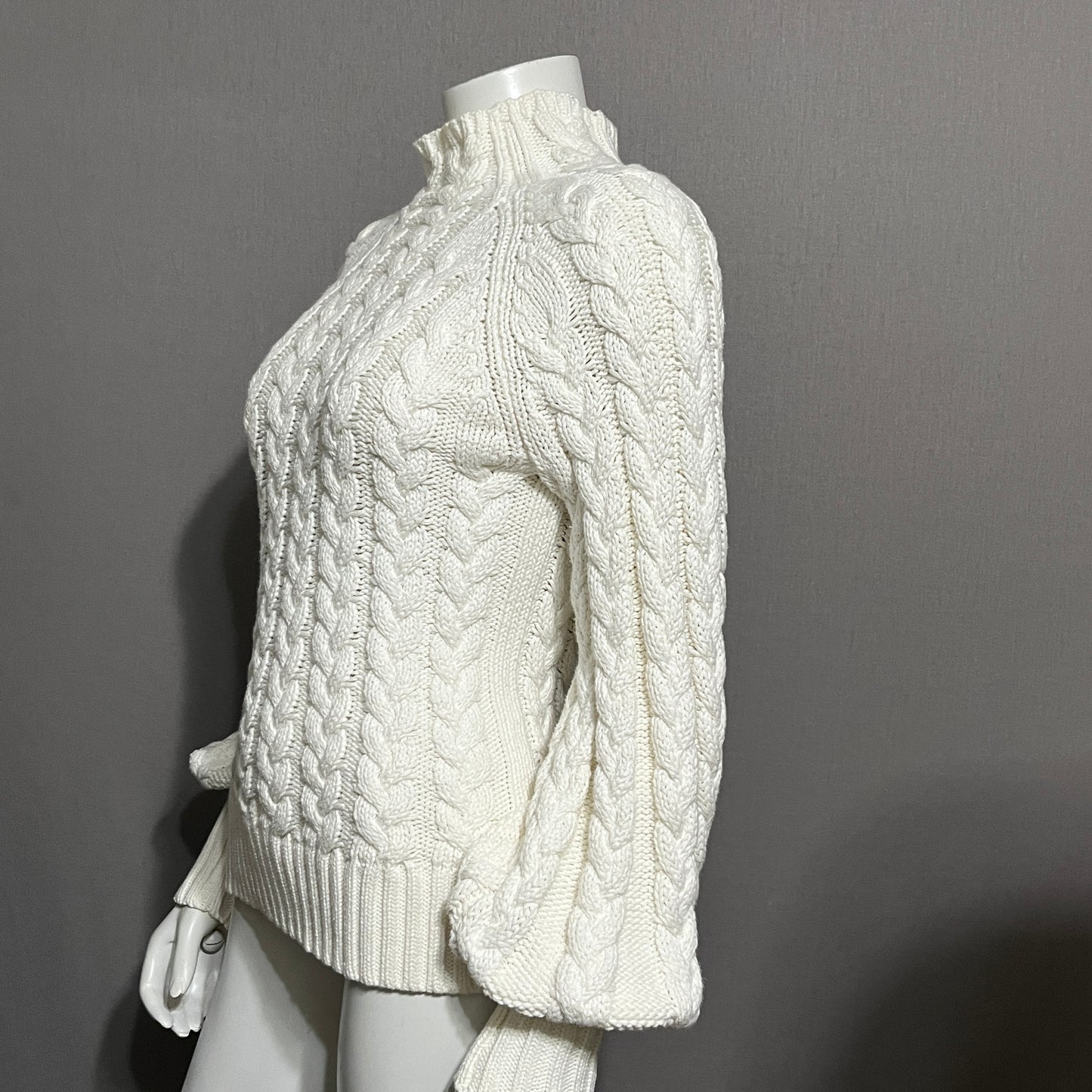 W by Worth Cotton Cream Balloon Sleeve Sweater Sz-Small