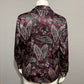 Notations Purple Satin Floral Print Long Sleeve Button Front Blouse Sz-Large