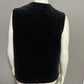 Liz & Co Quilted Black Velvet Button Front Vest Sz-Lg/XL