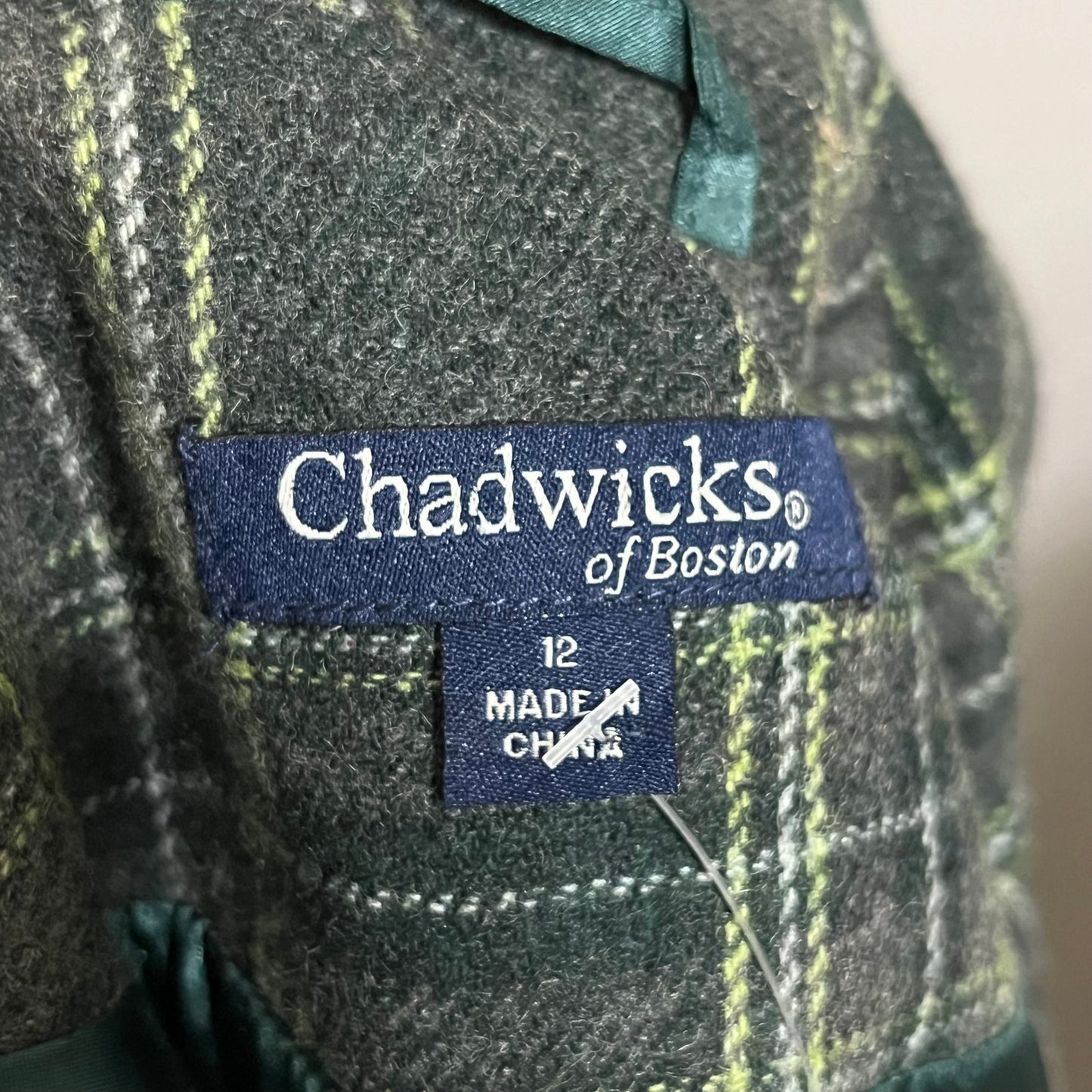 Chadwicks Green Plaid Wool Blend Blazer Sz-12