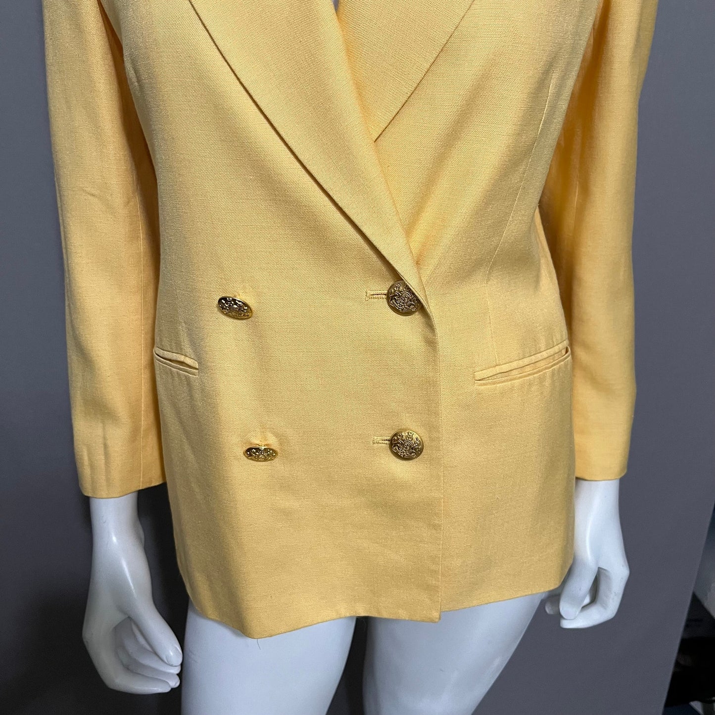 Talbots Banana Yellow Double Breasted Blazer Sz-4P