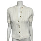 Vintage Bradley Cream Textured Knit Gold Button Front Cardigan Sz-Small