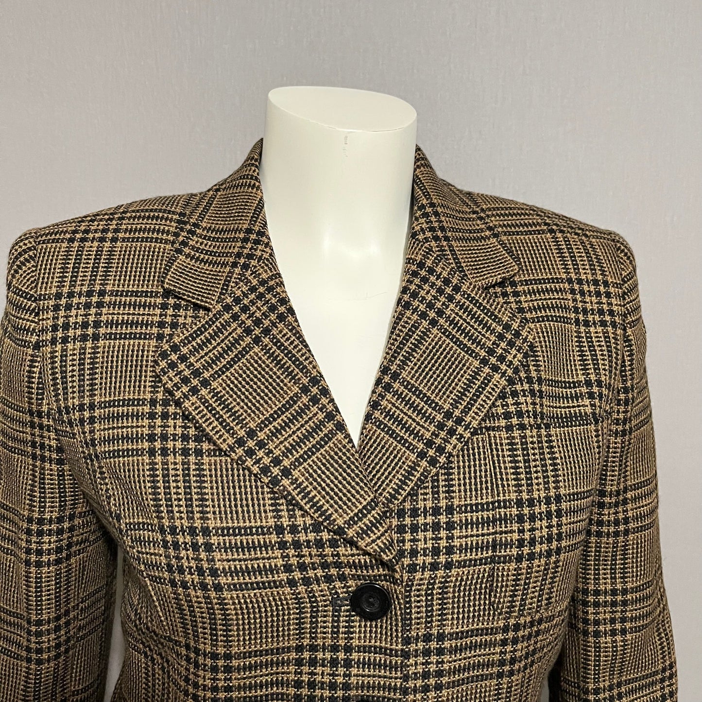 Jones New York Brown Plaid Academia 3 Button Front Blazer Sz-10