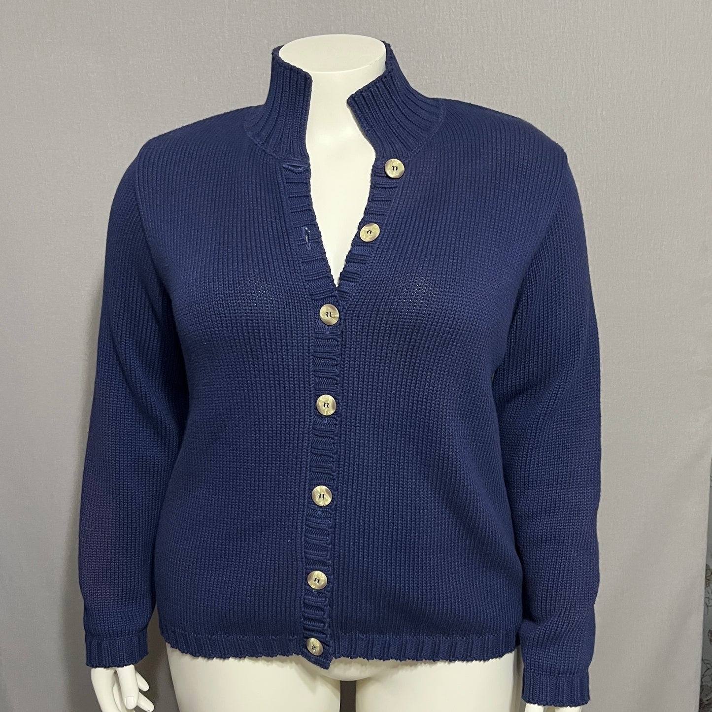 Blue Knit Sweater by Bkg & Company 100% Cotton Cardigan Sz-One Size