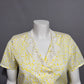 Shapely Vintage Yellow & White Floral Double Breasted Blouse Sz-Medium