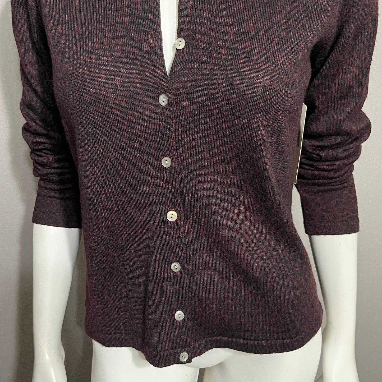 Jones Wear Burgundy Cheetah Print Cardigan Sweater Sz-Small