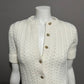 Vintage Bradley Cream Textured Knit Gold Button Front Cardigan Sz-Small