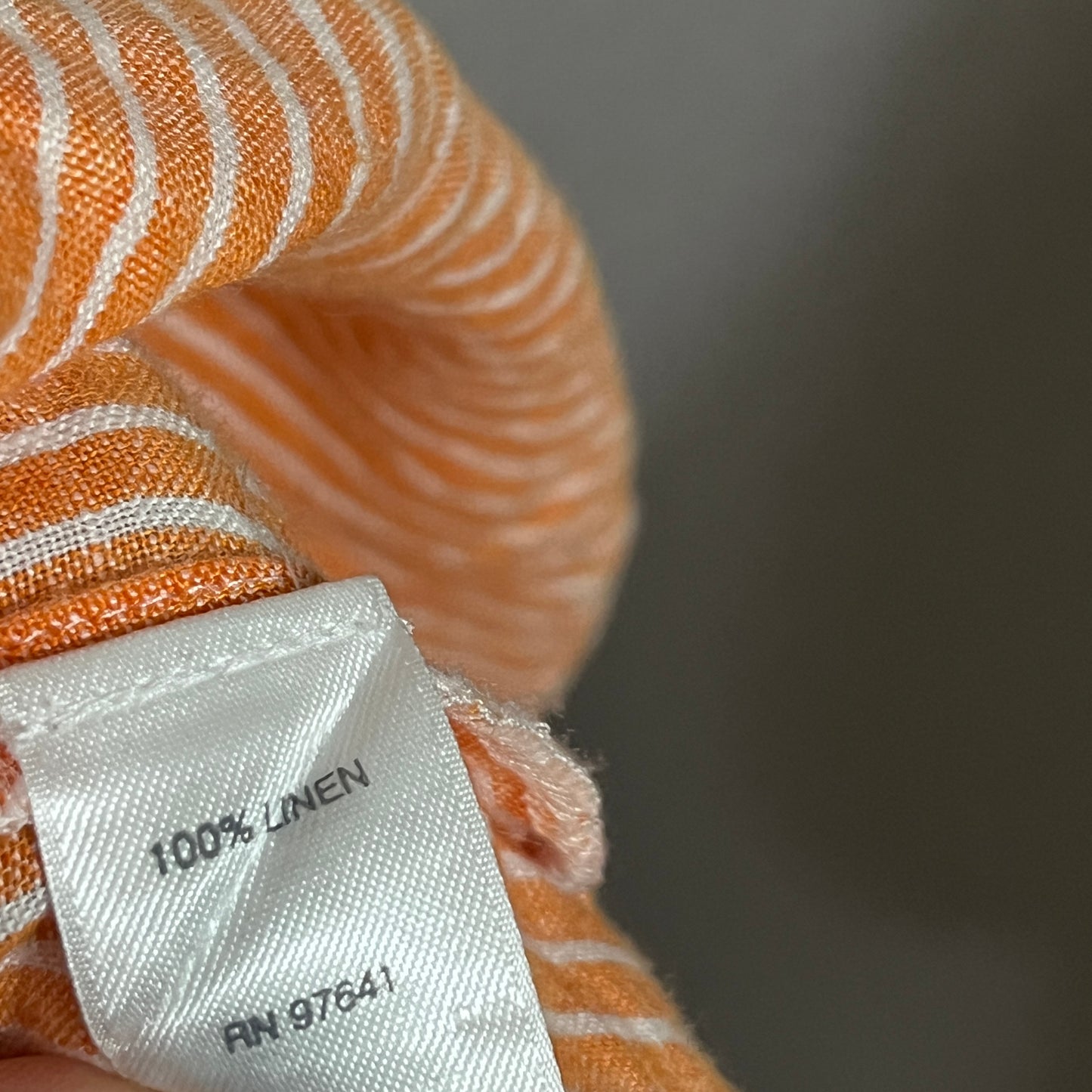 J. Jill Tangerine and White Linen Striped Shirt Top Sz-XL