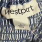 Westport 100% Cotton Blue Embroidered Floral Stripe Boatneck Shirt Sz-Large