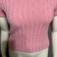 Vintage Pink Pearl Beaded Lightweight Short Sleeve Sweater Sz-Small/Med