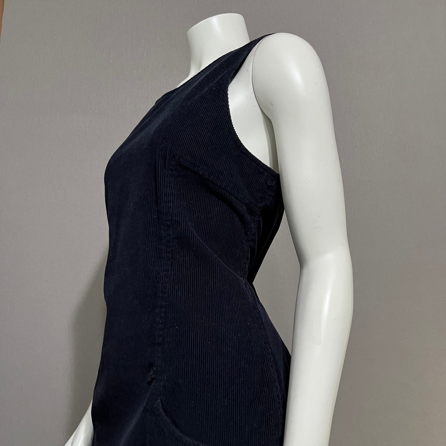 Eddie Bauer Corduroy 100% Cotton Navy Sleeveless Dress Sz 8 Tall