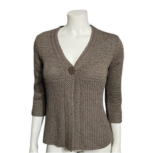 Carole Little Grayish Brown One Button Cardigan Sweater Sz-XS