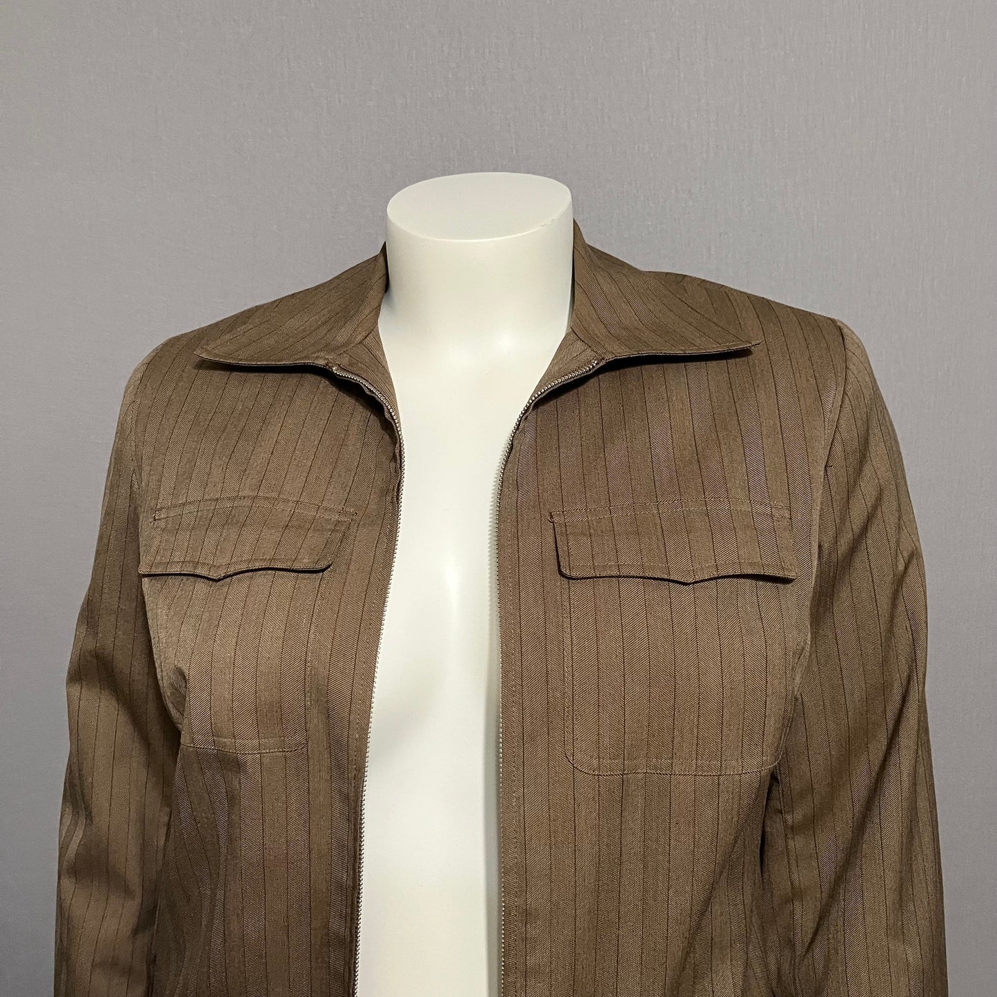 Evan Picone Brown Striped 2Pc Jacket & Pant Casual Set Sz-14W