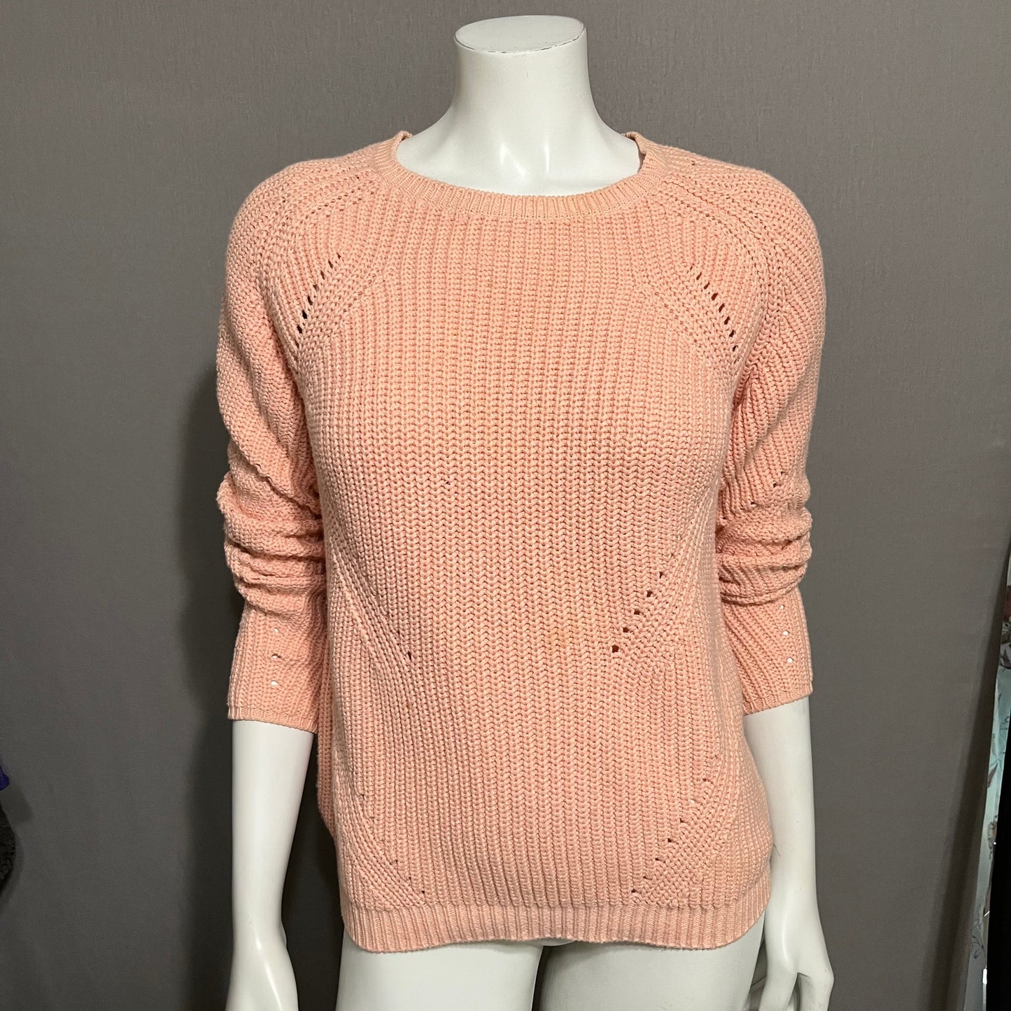 Workshop Light Peach/Pink Long Sleeve Crewneck Sweater Sz-Small