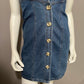 Sugar Lips Denim Cotton Mid Blue Button Front Tank Dress Sz-XS