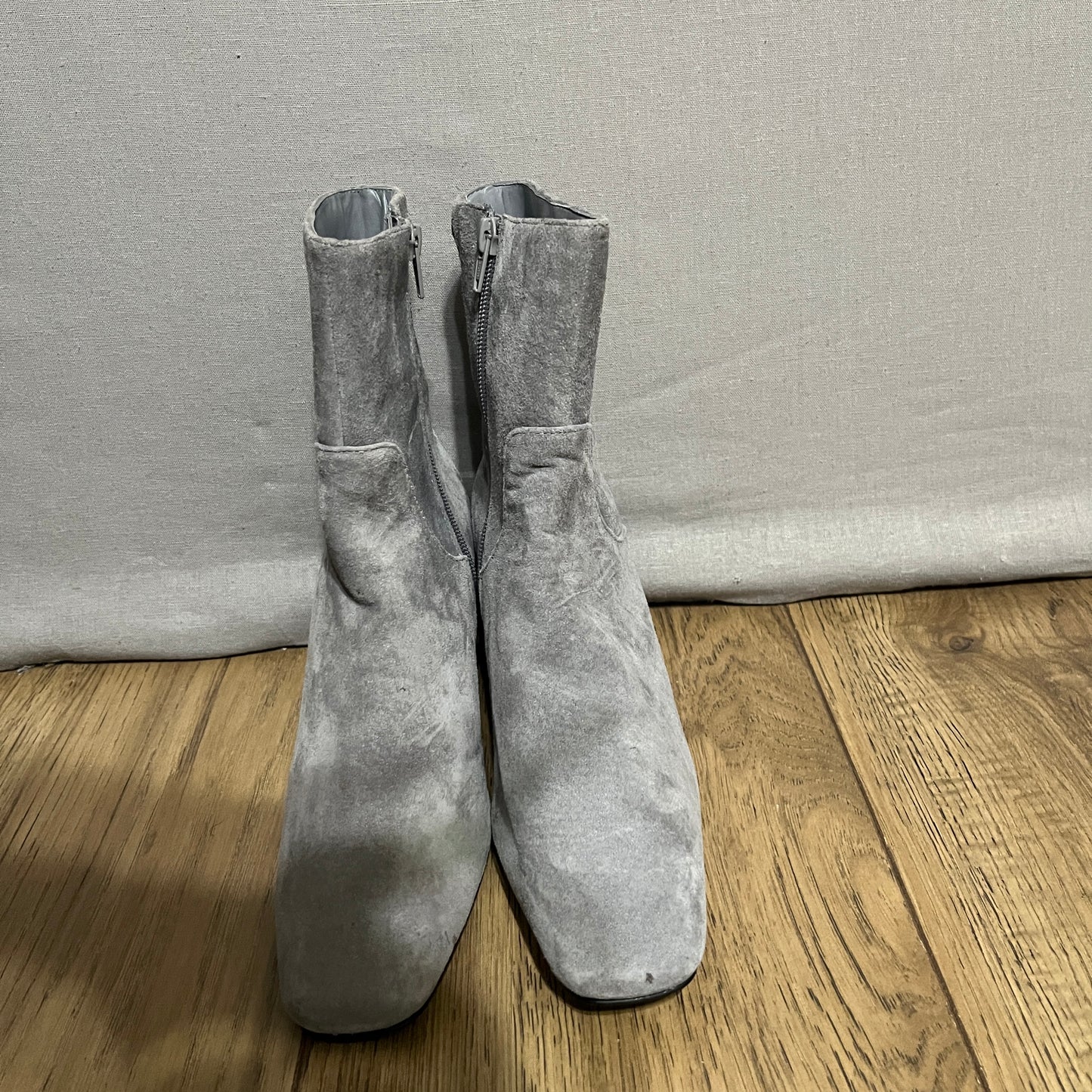 Aj Valenci Gray Suede Heeled Boots
