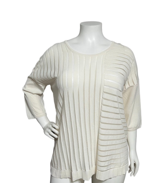 Wynne Layers White Stripe Sweater Sz-XL