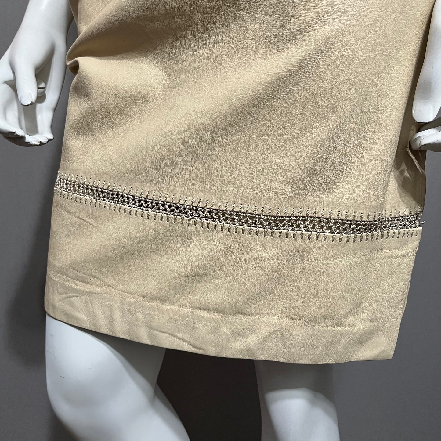 Anne Klein Cream Leather Skirt Sz-8