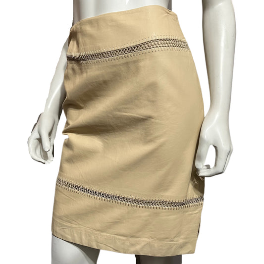 Anne Klein Cream Leather Skirt Sz-8
