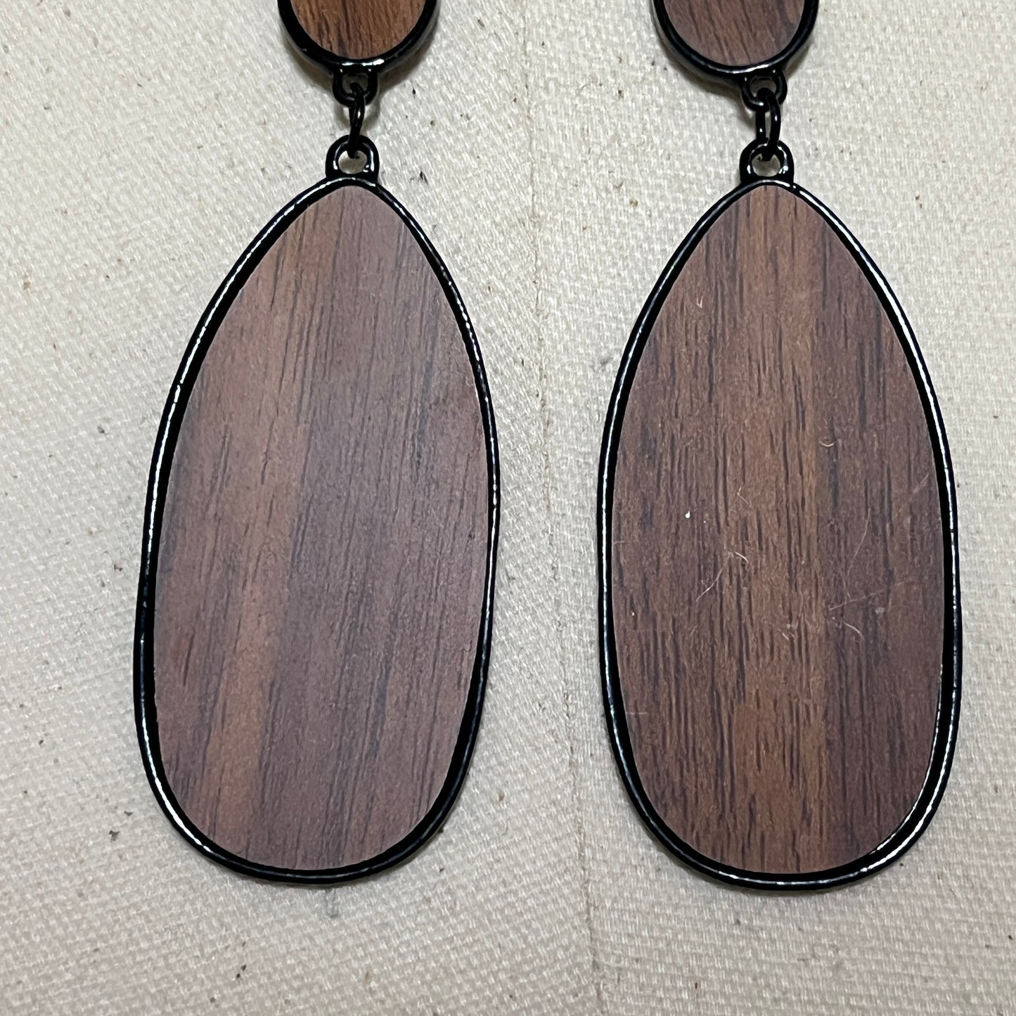 Wooden Brown and Black Drop Earrings