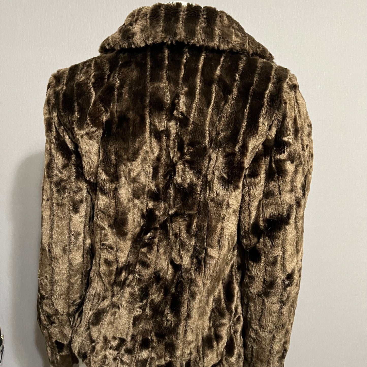 Esprit Chocolate Brown Faux Fur Jacket Sz-Small