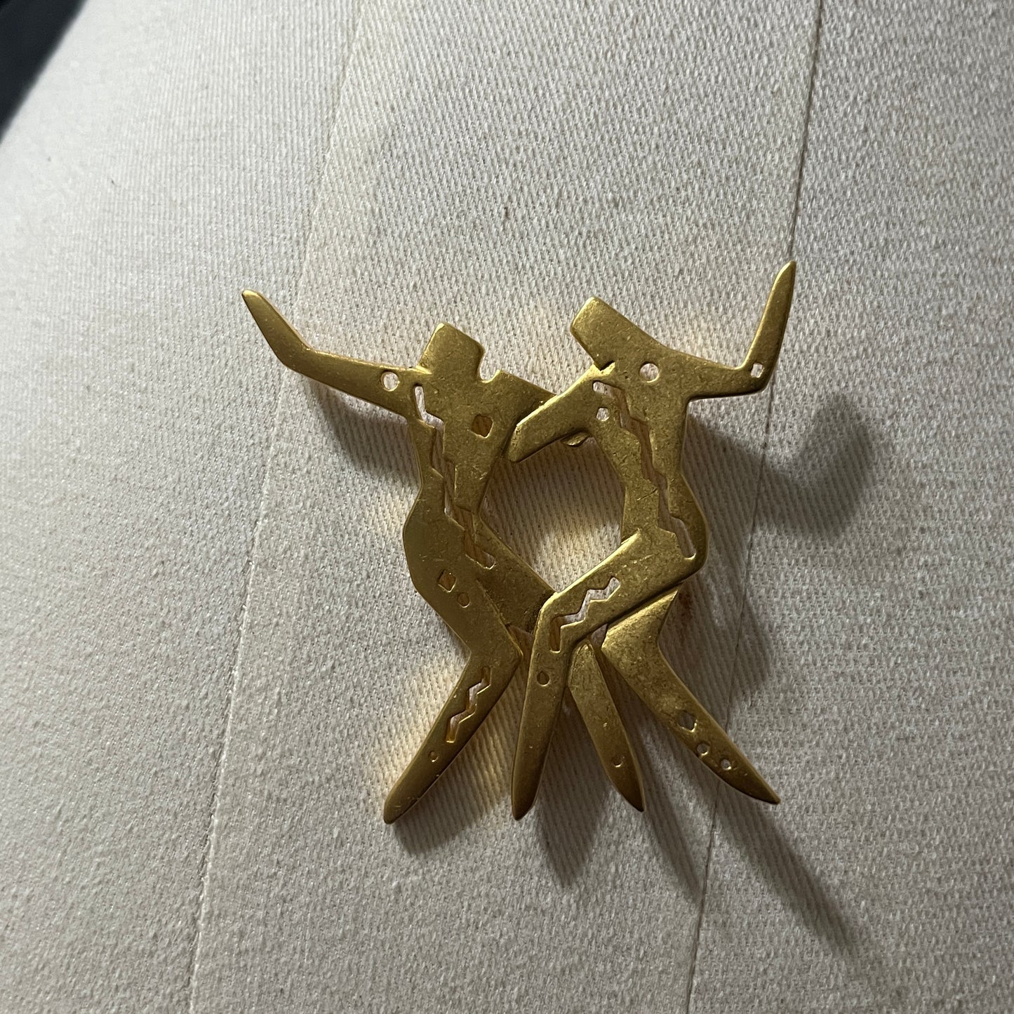 Unique Vintage Gold Dancing Figures Brooch