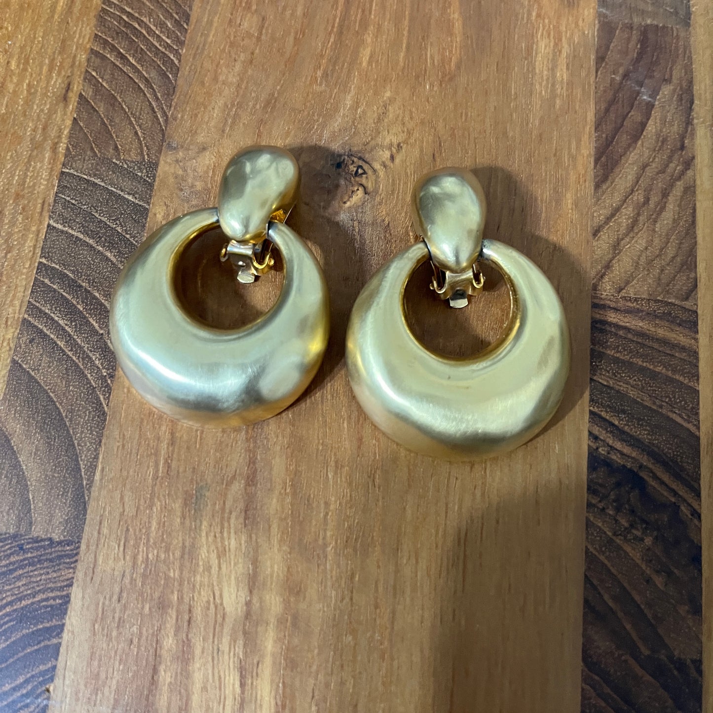 Vintage Gold Brass Hoop Earrings