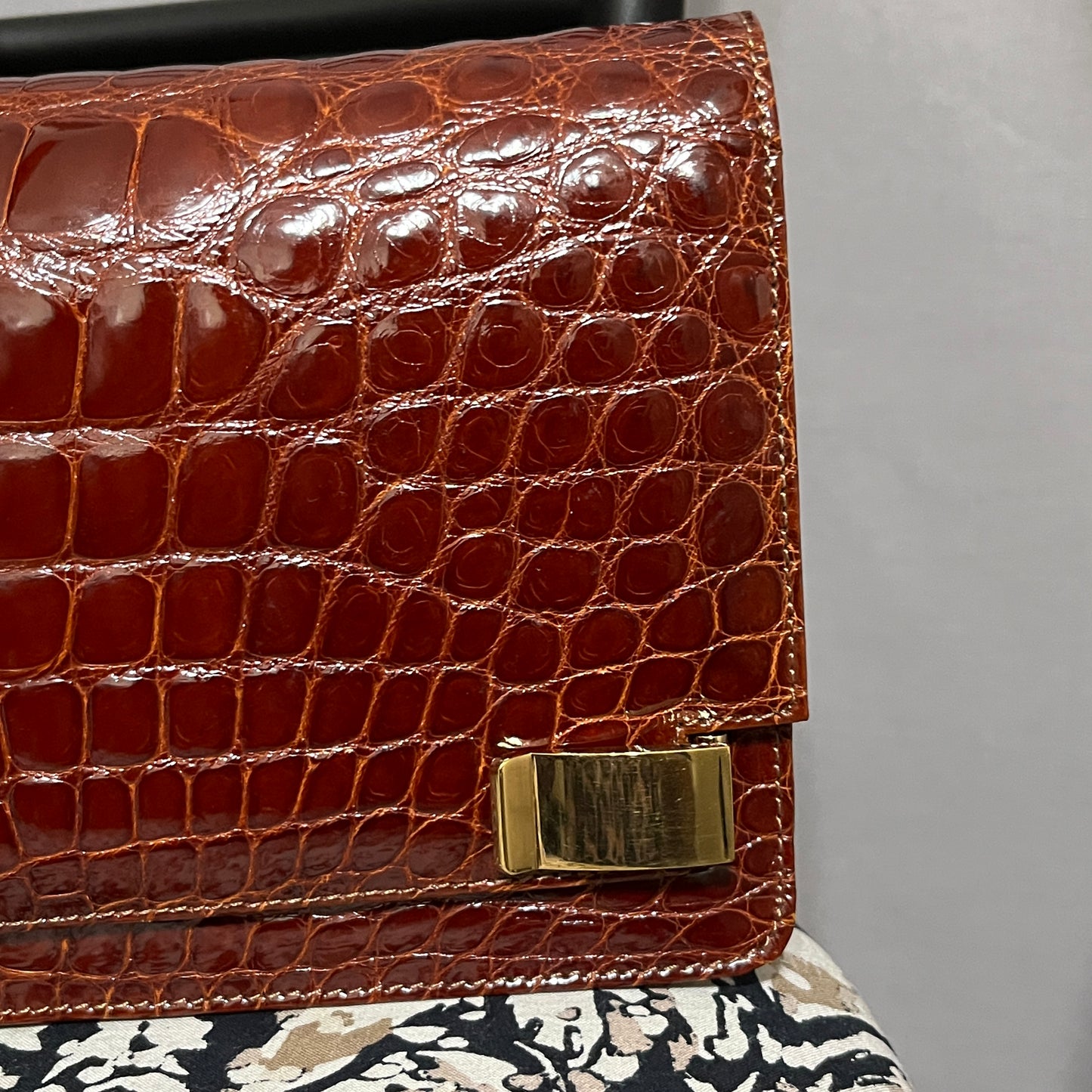 Suarez New York Alligator Crocodile Patent Leather Clutch Bag