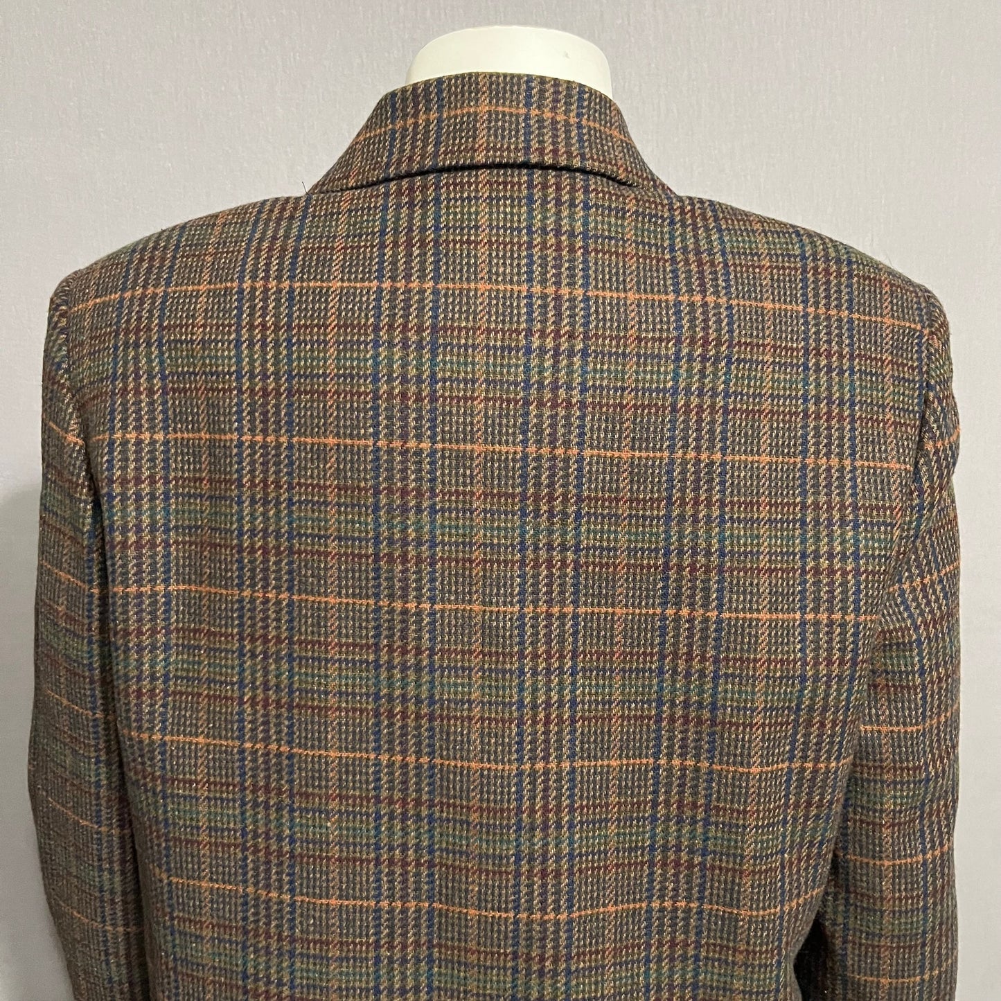 Vintage Requirements Chocolate Wool Blend Plaid One Button Blazer Sz-12