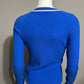 Express Blue Ribbed Knit V-Neck Gold Buttons Pullover Sweater Sz-Small