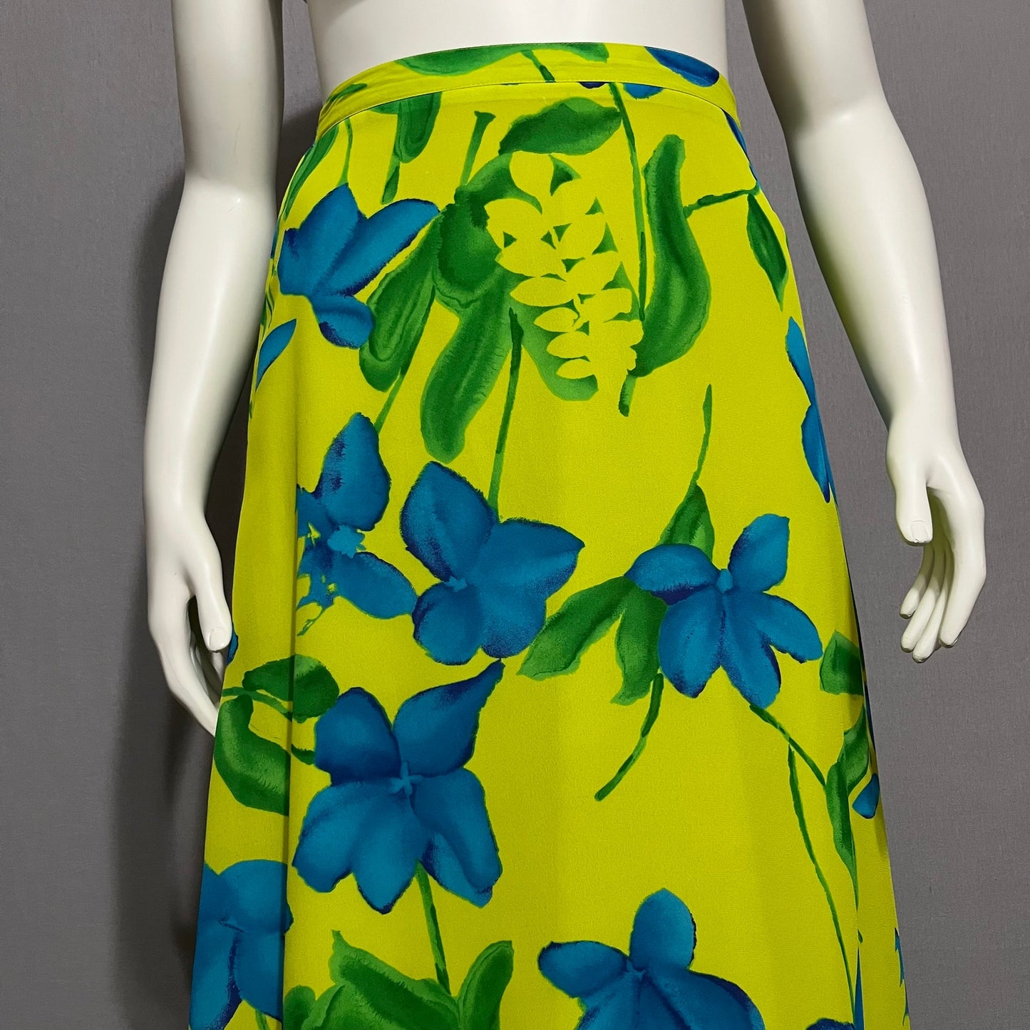 Outfit JPR Lime Green Blue Floral Summer Midi Skirt Sz-Medium