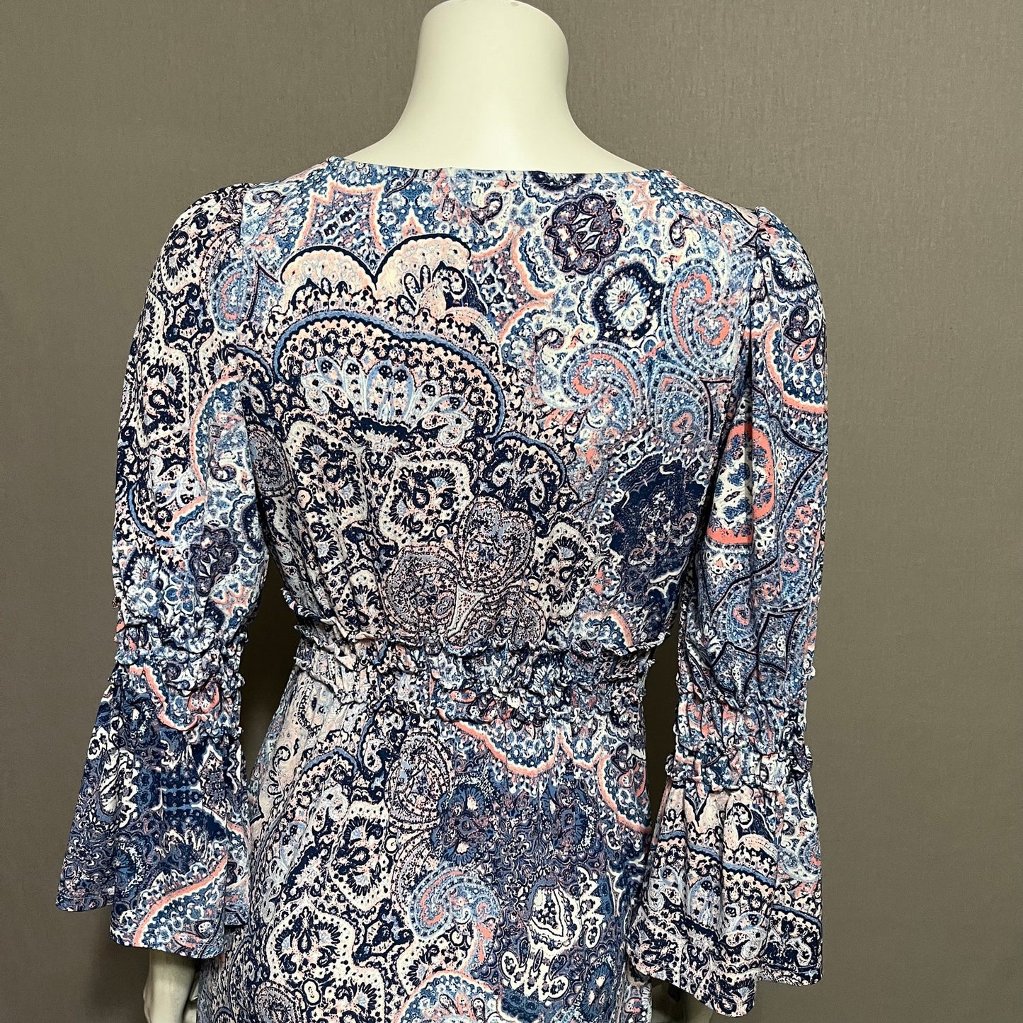 Boston Proper Blue & Pink Paisley Fit N Flare Dress Sz-Xtra Small