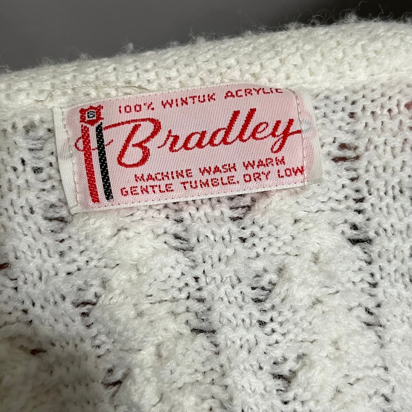 Vintage Bradley Cream Textured Knit Gold Button Front Cardigan Sz-Small