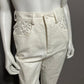 HW Vintage Cream 100% Cotton High Waist Denim Jeans Sz-8