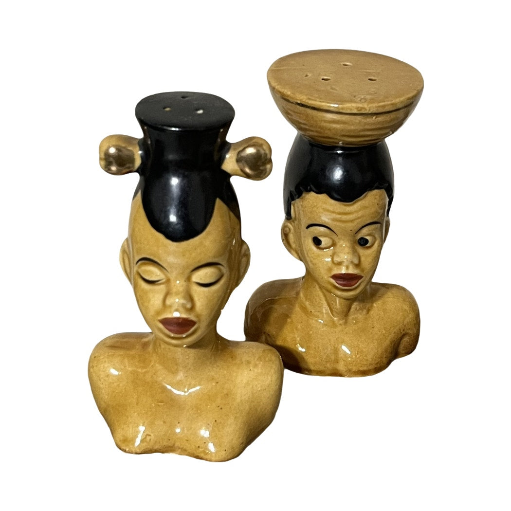 Vintage Tribal Boy & Girl 2 Piece Salt & Pepper Shakers