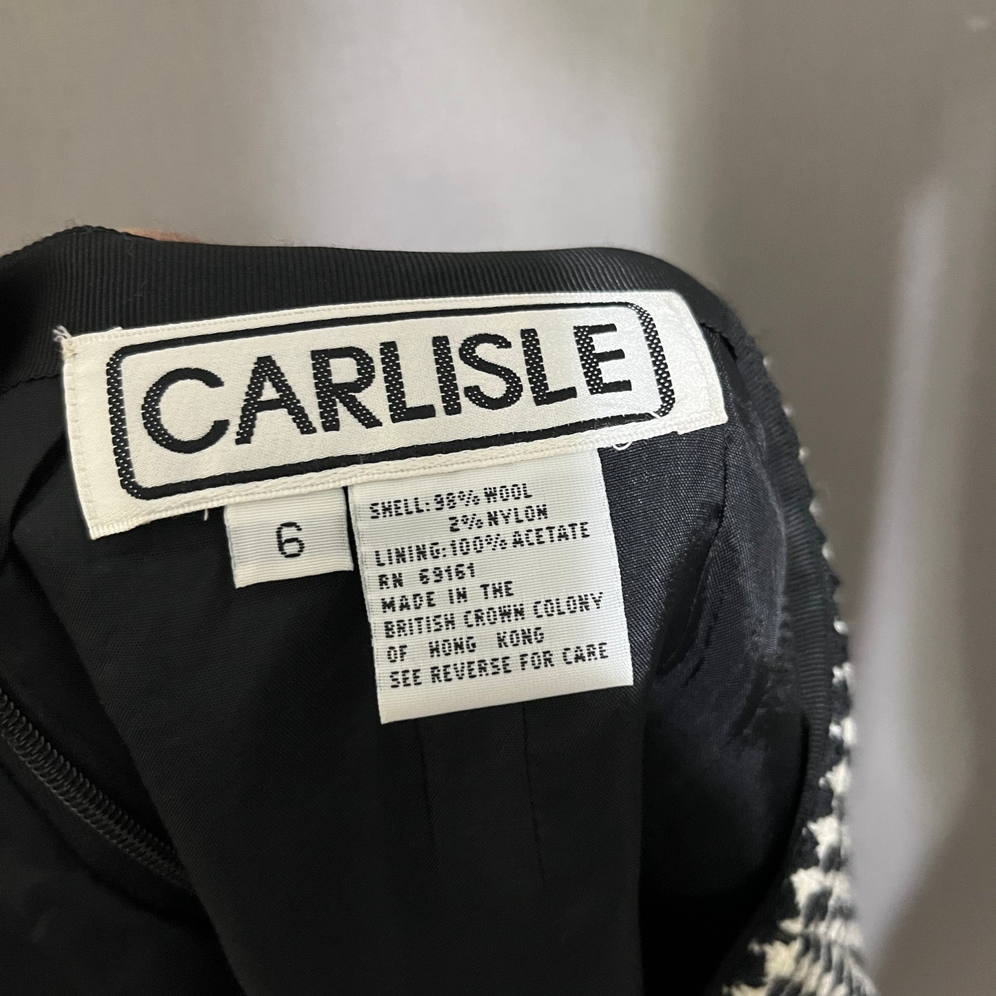 Carlisle Houndstooth Pencil Knee Length Wool Skirt Sz-6