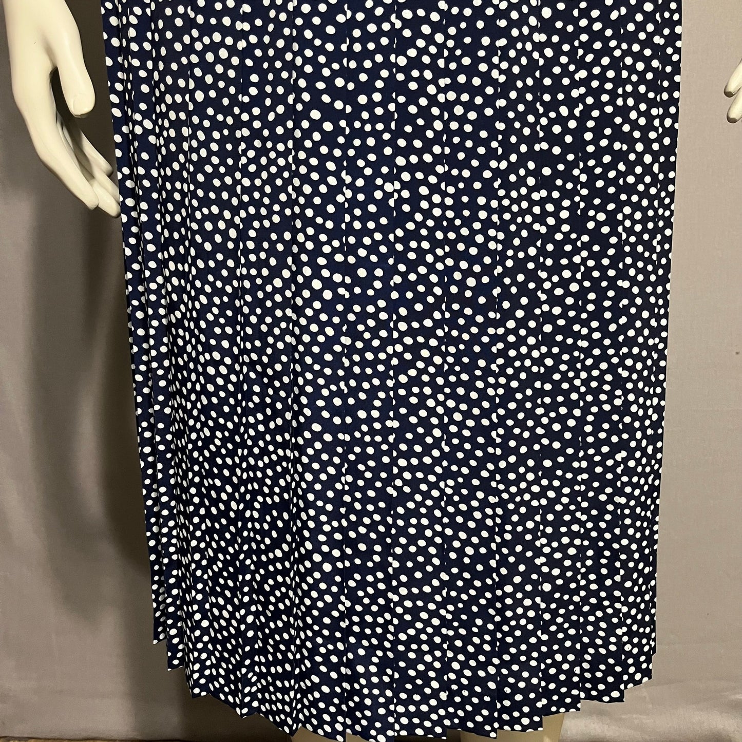 Vintage BGB Navy Polka Dotted Pleated Skirt Dress Sz-12