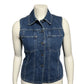 Eddie Bauer Blue Denim 100% Cotton Sleeveless Vest Sz-Medium