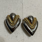 Vintage Silver and Gold Heart Earrings