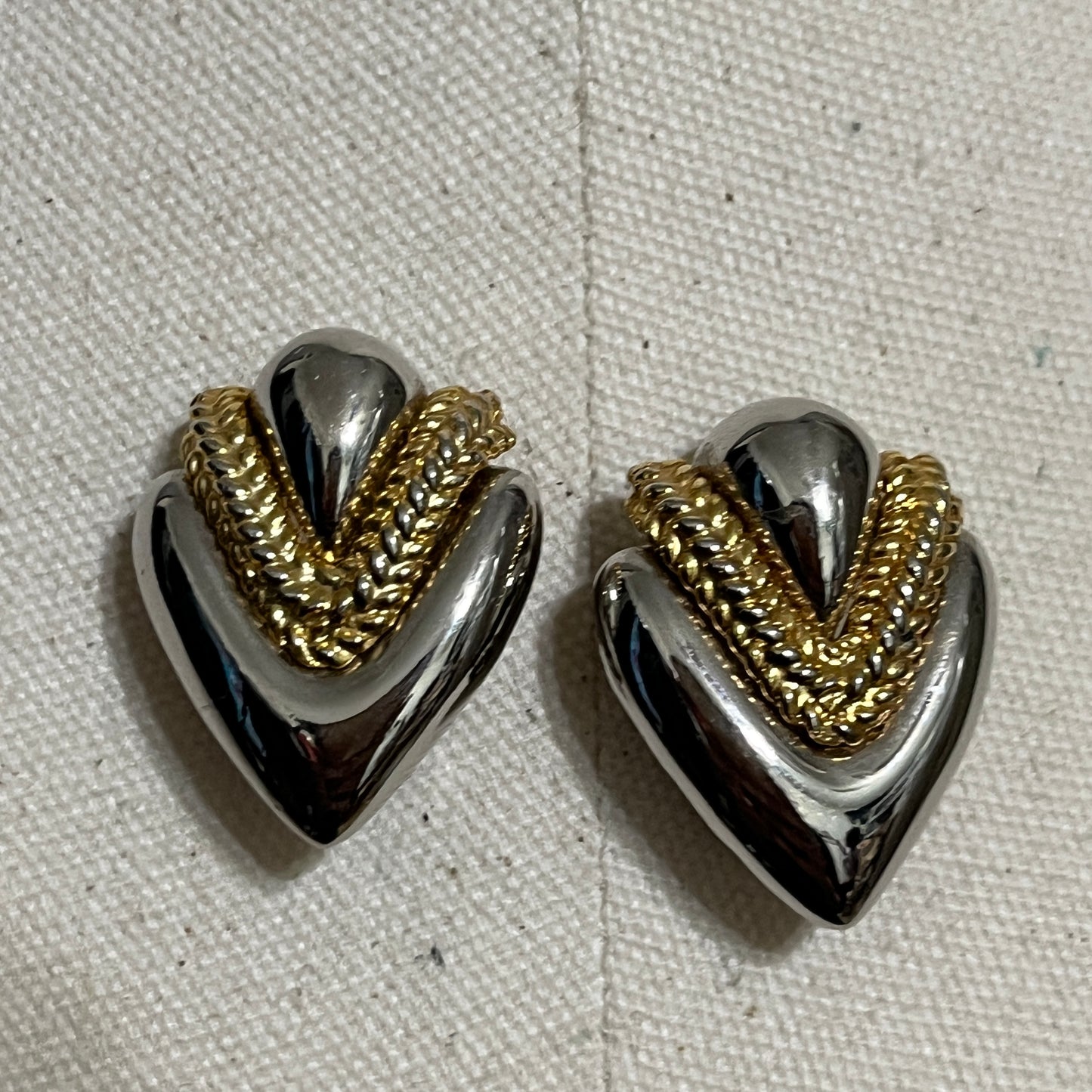 Vintage Silver and Gold Heart Earrings