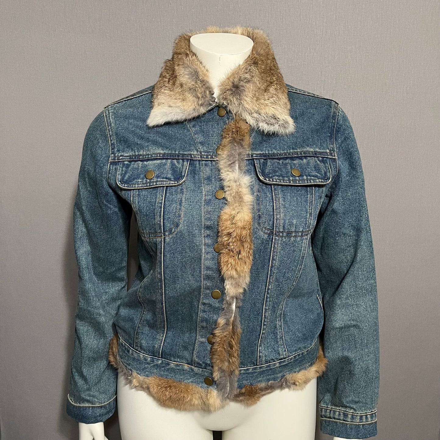 Sisters 100% Cotton Denim & Fur Collar Jacket Sz-Medium