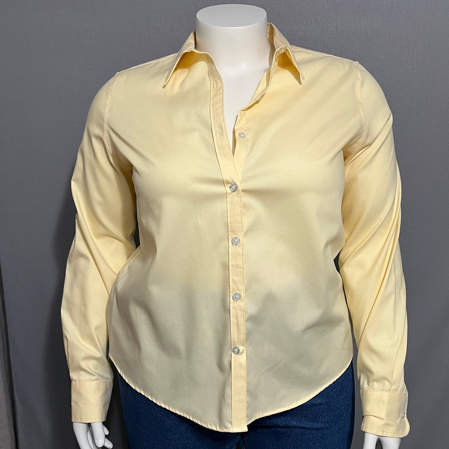 George Pale Yellow Women’s Button Front Cotton Shirt Sz-XL
