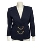 Kasper Navy Draped Gold Chain Collarless  Career Blazer Sz-6P
