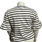 Cream & Navy Striped 100% Cotton Flare Sleeve Top Sz-XL