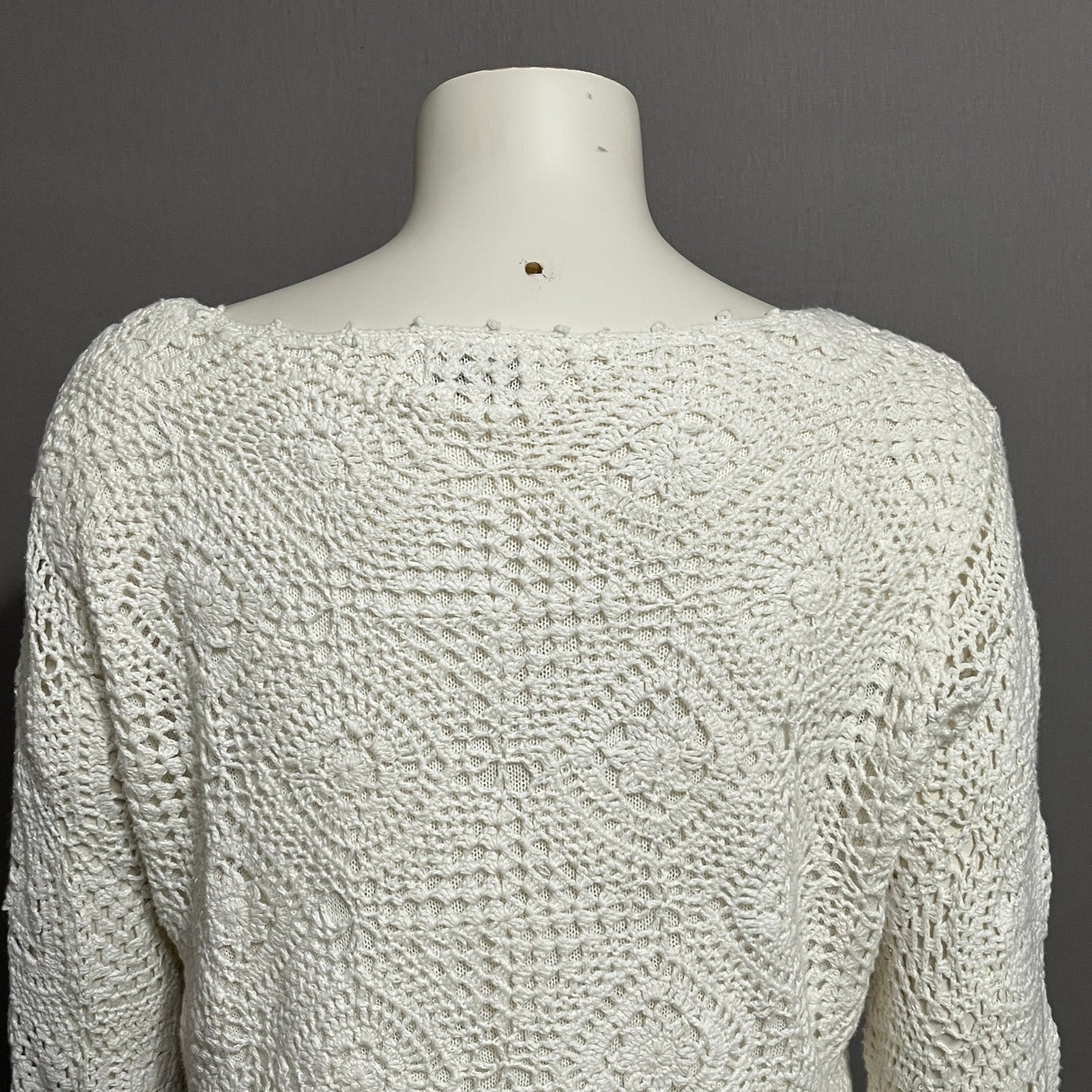 JL Studio Crochet Womens Cotton Boho Flared Sleeve Sweater Sz-Xtra Large