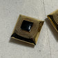 Vintage Square Gold and Black Made In Italy Clip On Earrings