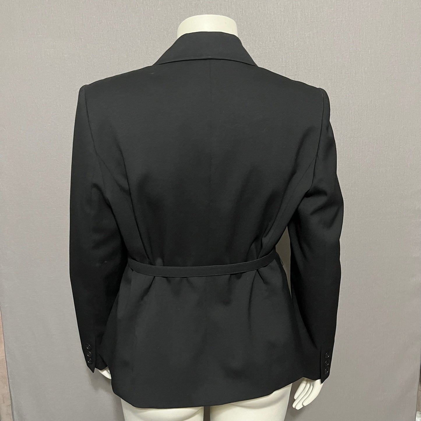 Vintage Lord & Taylor Black Wool Cargo Style With Belt Blazer Sz-12