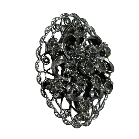 Vintage Silver Floral Brooch