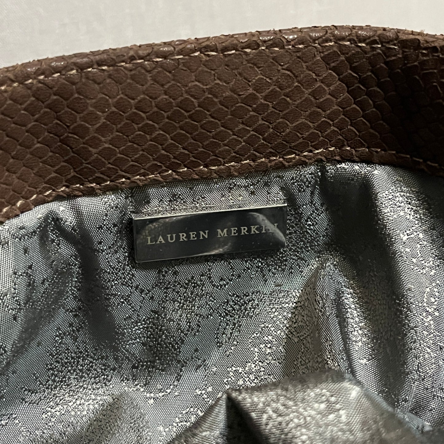 Lauren Merkin Chocolate Leather Clutch Handbag