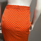 Orange With Black Polka Dot Pencil Skirt Sz-XS